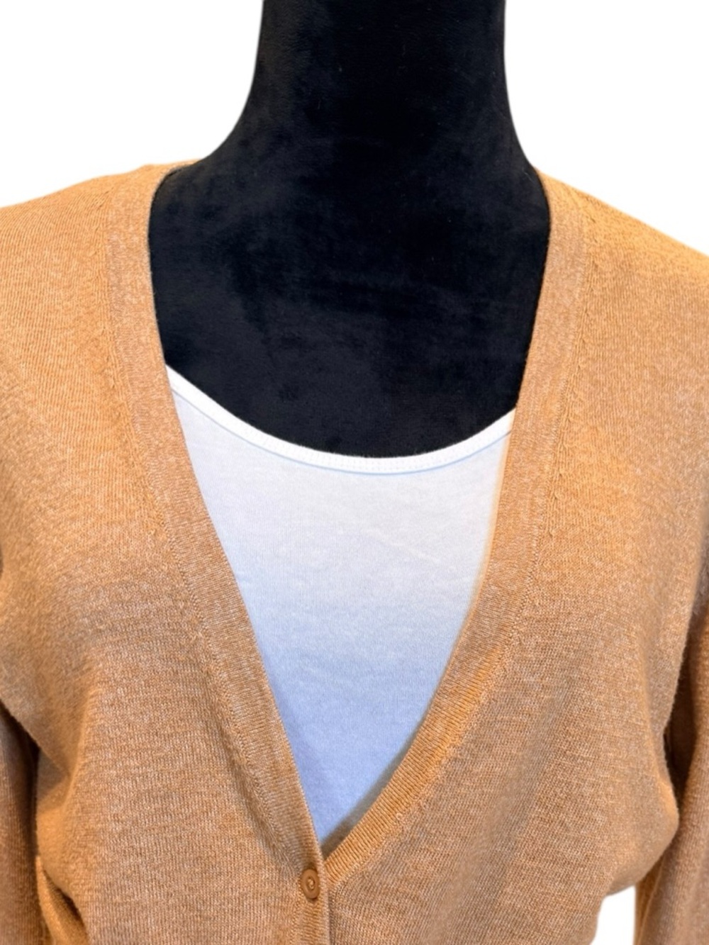 Nine West Cropped Cardigan Sweater Tan Camel Women's Size Large Capsule - Picture 5 of 7